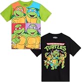 TEENAGE MUTANT NINJA Turtles Toddler and Big Boys Graphic Tees 2 Pack | Vibrant TMNT Graphics, Soft Cotton Fabric, Short Sleeve Crewneck, Multipack Versatility