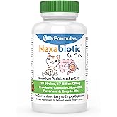 DrFormulas Nexabiotic Probiotics for Cats Powder | Treats Diarrhea for Pets with Saccharomyces Boulardii Lactobacillus Acidophilus, Best Probiotics Supplement for Digestive Health 30 Capsule