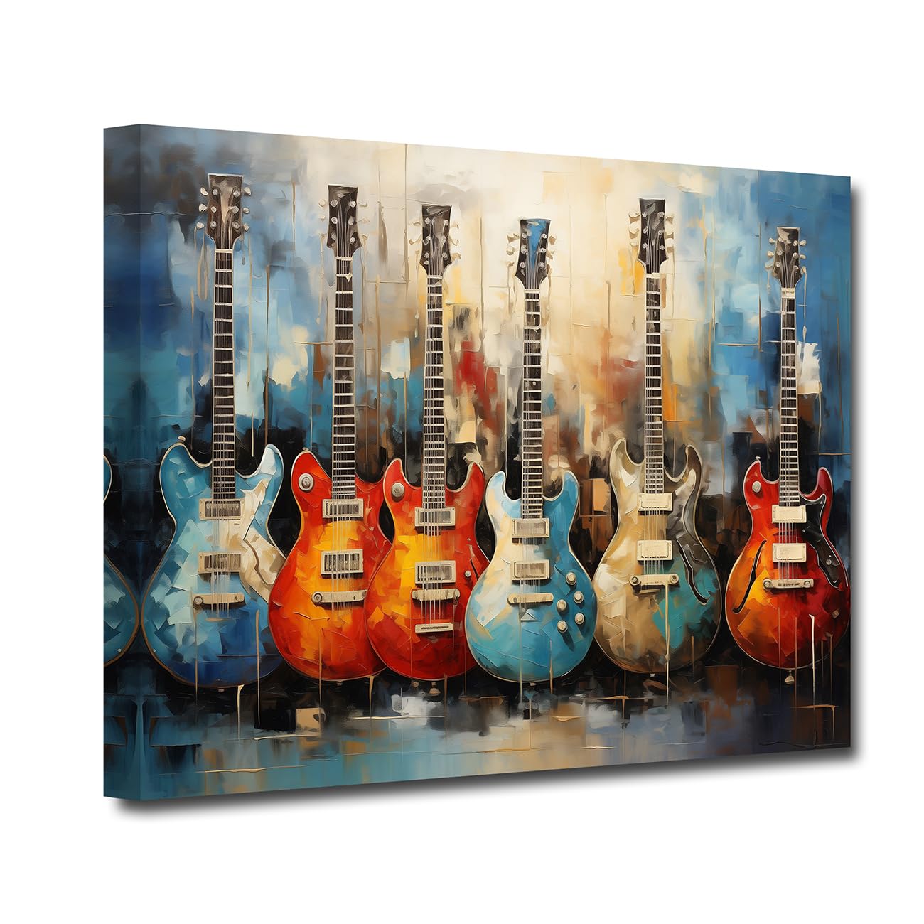 LZIMU Guitar Canvas Wall Art Vintage Style Guitar Paintings Print Abstract Watercolor Music Pictures Musical Instrument Poster for Teens Room Decor (Guitar-1, 12.00"x18.00")