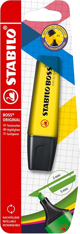 MARCADOR ORIGINAL DE STABILO BOSS - Pacote com 1 unidade amarela