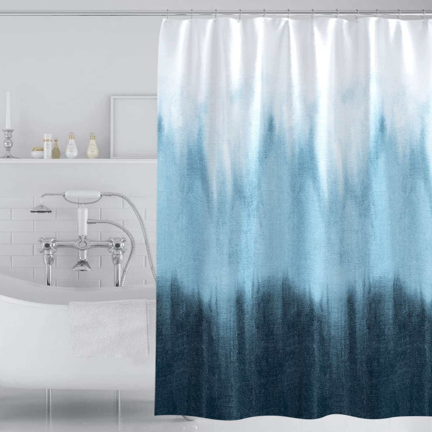 Tennove Shower Curtain 200 x 200cm Modern Thick Polyester Fabric Mildew Resistant Shower Curtain Liner for Bathroom Decor Waterproof Long Bath Curtain with Hooks,Machine Washable Heavy Weighted — image 1