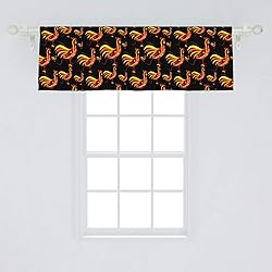 Ambesonne Farm Window Valance, Warm Colored Curled