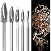shengbenhao Wood Carving Drill Bit Set, 5 Pieces with 1/8 Inch Shank DIY Engraving Carving Drilling Grinding