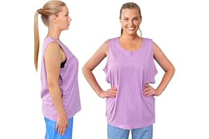 EZGOODZ Purple Post Shoulder Surgery Shirts for Women, XX-Large. 1 Pack Post Surgery Shirts for Shoulder. 100% Cotton After Surgery Shirt. Machine-Washable Velcro Shirts Post Shoulder Surgery