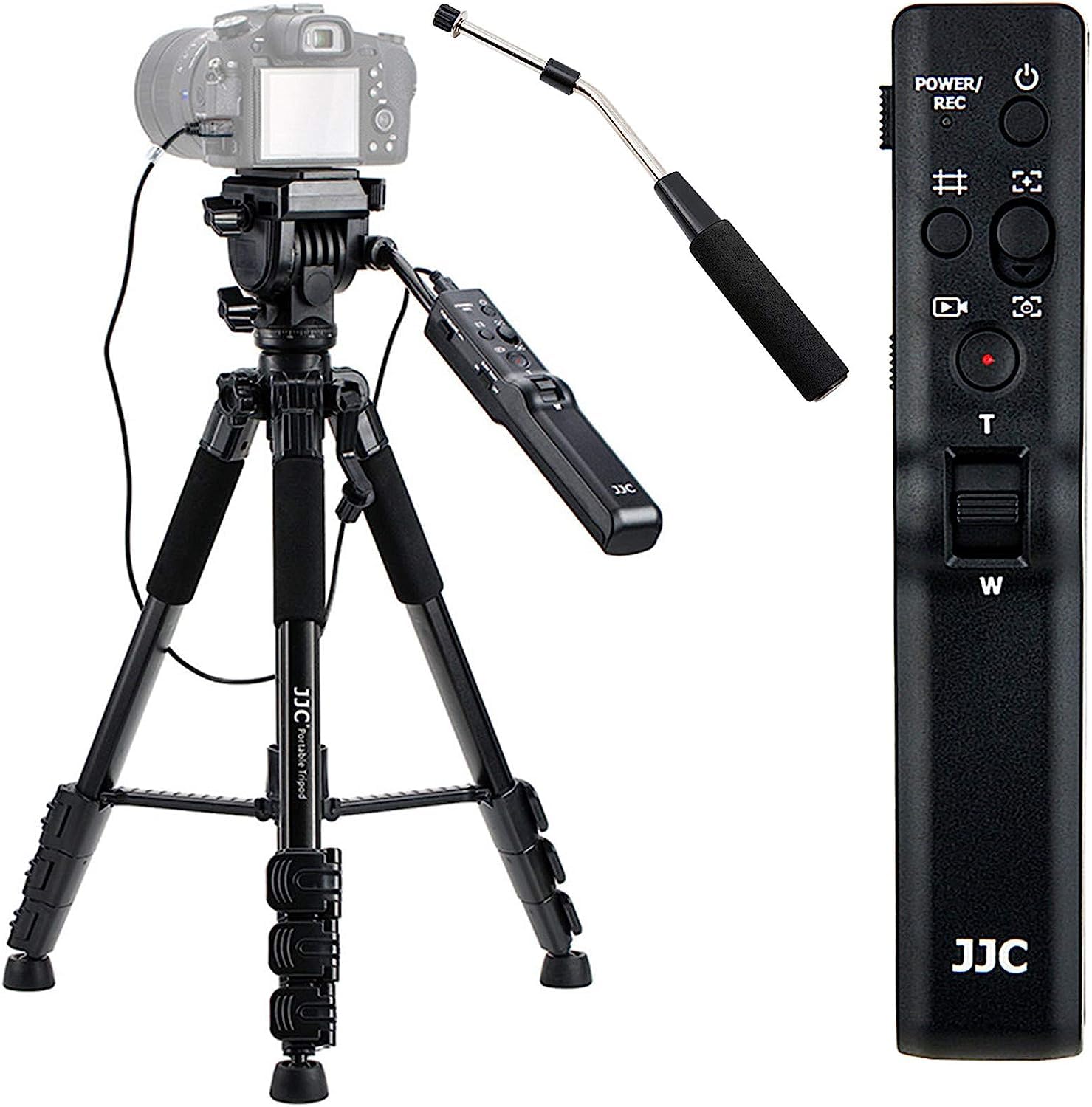 JJC VCT-VPR1 Camera Video/Still Remote Control Tripod for Sony FDR AX53 AX43 AX100 AX700 HDR CX440 CX455 CX675 CX900 ZV-1 A7 IV III II A7S A7R A6600 A6500 A6400 A6300 A6100 A6000 RX10 IV