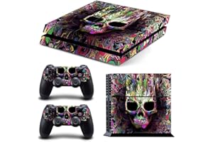 FOTTCZ Vinyl Skin for PS4 Console & Controllers Only, Sticker Decorate and Protect Equipment Surface, Colored Skull