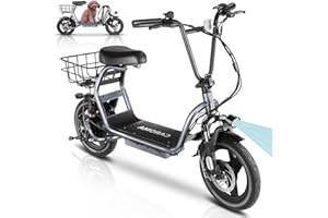 Caroma Peak 1200W Electric Scooters for Adults, 14" Fat Tire, 500Wh Battery, 30 Miles Range, 20MPH Top Speed, Foldable Electric Scooter with Seat, Dual Shock Absorbing Electric Bike for Commuting
