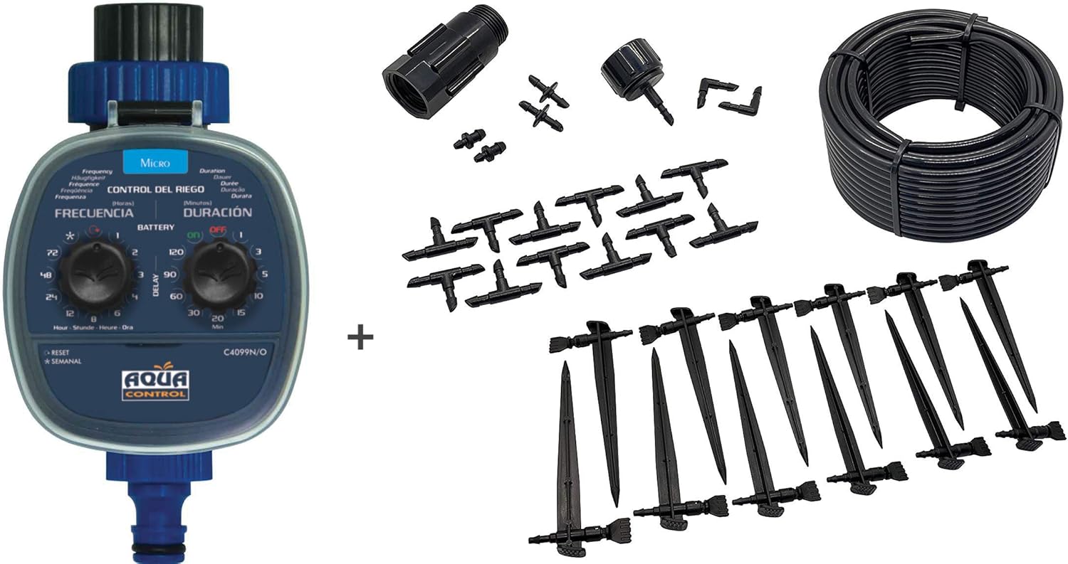 Aqua Control Programador C4099O + Kit Micro-riego para 12 Plantas ...