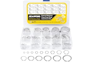 IEAWISL Snap Ring Set, 325PCS Retaining Ring Set 304 Stainless Steel External Circlip, 15 Sizes C Clip Assortment Kit for Axles, Shafts, and Other Moving Parts