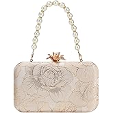 Womens Vintage Floral Embroidery Clutch Evening Handbag Shoulder Bags Purse for Wedding Party Prom