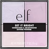 e.l.f. Set it Bright Powder Quad, Lilac Haze (Fair-Tan) | Brightening Loose Setting Powder, Bakes, Blurs &amp; Sets for Soft-Matte Radiance, Velvet Puff Included, Vegan &amp; Cruelty-Free