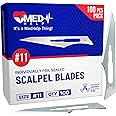 MedHelp 100 Disposable Surgical Blades 11, Size 11 Medical Scalpel Blades for Surgical Scalpel Knife, High Carbon Steel Dermablades. Individually Wrapped
