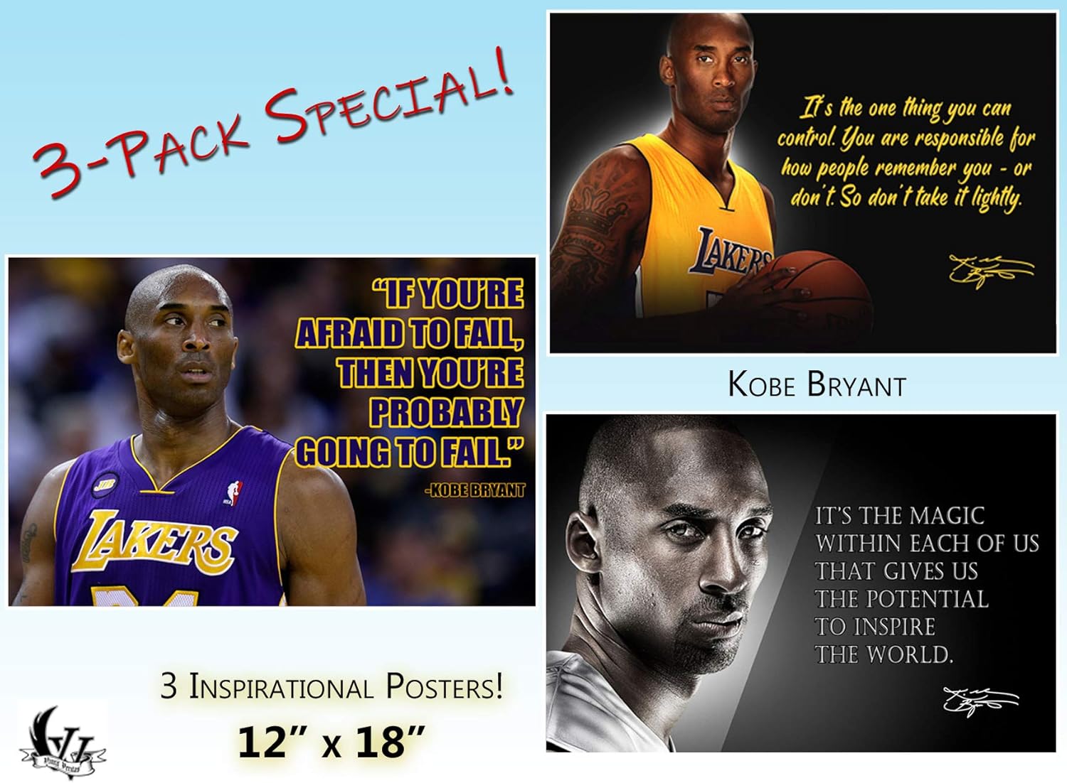 Amazon Com Kobe Bryant Posters 3 Pack Quote Black History Month Los Angeles Lakers Quotes Basketball Sports Coaching Wall Art Growth Mindset Teacher Educational Teaching Learning Quotes Elementary Pp06 Home Kitchen