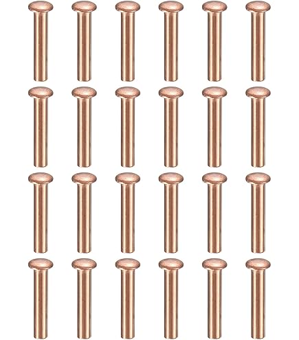 100pcs 1/20,3cm X 5/40,6cm Tête ronde Cuivre solide rivets Attaches