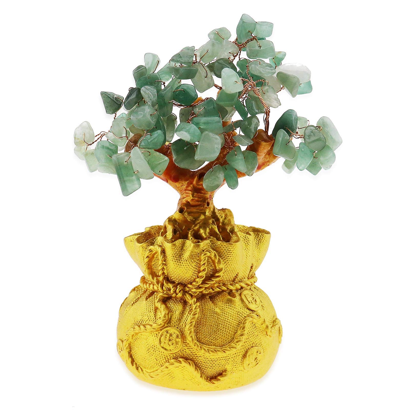 YINETTECH Feng Shui Money Luck Stone Tree Crystal Art Decoration Office Living Room Good Luck Best Gift Green