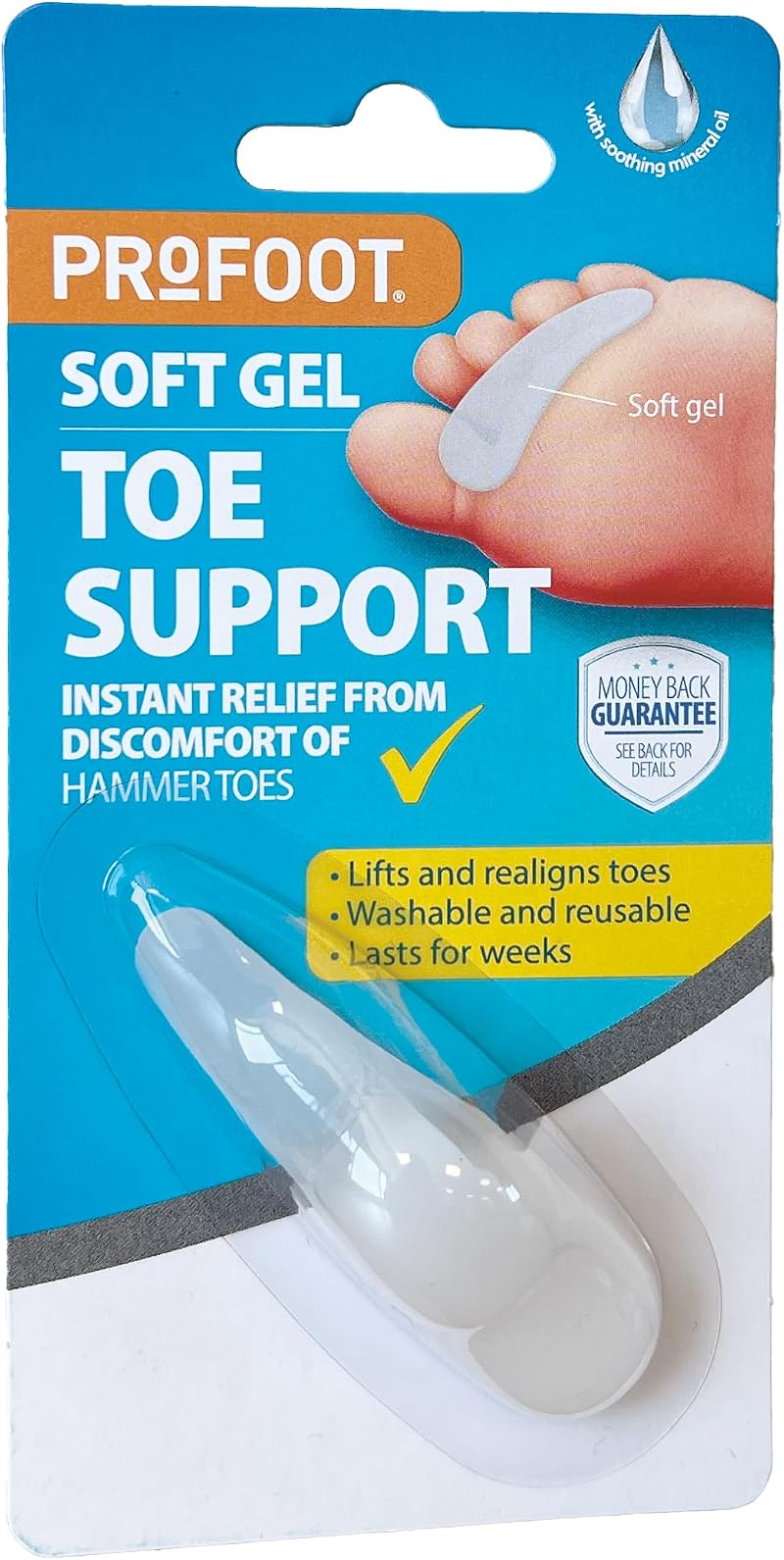 PROFOOT Soft Gel Toe Support for Hammer & Clawed Toes - 1 Pack
