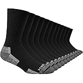 Heatuff Mens Crew Socks Moisture Wicking Max Cushion Athletic Work Socks for men (6 Pairs)