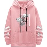 SOLY HUX Men's Floral Print Casual Graphic Hoodies Drawstring Long Sleeve Pullover Sweatshirt