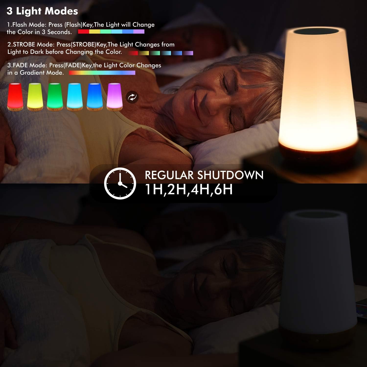 Biilaflor Touch Lamp, Portable Table Sensor Control Bedside Lamps with Quick USB Charging Port, 5 Level Dimmable Warm White Light & 13 Color Changing RGB for Bedroom/Office/Hallways - - 