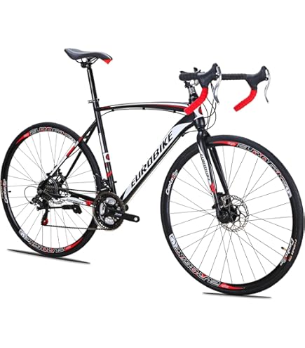 子猫EUROBIKE ロードバイク 700C ブラック/レッド Eurobike Road Bikes 700C Wheels 54cm Frame Racing Bicycle