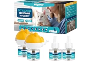 Woyamay Cat Calming Diffuser - Cat Pheromones Calming Diffuser for Cat Anxiety Relief 6-in-1 Cat Pheromone Diffuser Kit with 2 Diffuser + 4 Refill 48ml Vial - 120 Days Pheromone Diffuser to Calm Cats