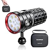 LetonPower Turbo S Pro Dive Light, 13000Lumens 100m Underwater Video Light,Diving Flashlight,Waterproof Flashlight with Type-C Charging for Professional Under Water Sports