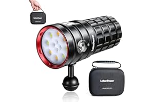 LetonPower Turbo S Pro Dive Light, 13000Lumens 100m Underwater Video Light,Diving Flashlight,Waterproof Flashlight with Type-C Charging for Professional Under Water Sports