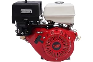 BJTDLLX Gas Engine, 4 Stroke 15HP 420CC Gas Engine Motor, 9.7Kw 3600Rpm OHV Gasoline Motor Recoil Pull Air Cooling Engine Motor for Water Pumps Vibrators Generators, 6.5L/274.74oz Large Fuel Tank -Red