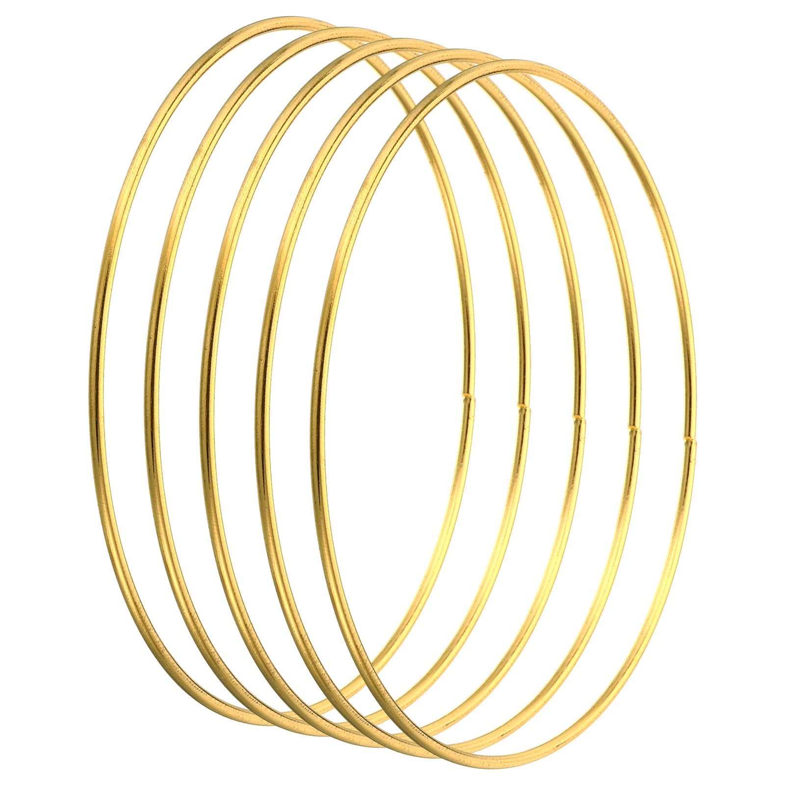 PATIKIL 5 Inch Dream Catcher Rings, 5 Pcs Metal Macrame Wreath Floral Round Ring Hoop for Christmas Decor Home Car DIY Craft Wedding Wall Hanging Decorations, Gold