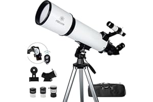 80mm Aperture 600mm Astronomical Telescope with AZ Mount, 24X-180X Eyepieces, Wireless Controls and Carrying Case - for Begin