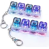 2 Pcs Keyboard Fidget Toy, Keyboard Clicker Fidget Light Up | Loud Decompression Button Finger Clicker Toys, Keychain 4-in-1 with Heart Keycaps, for Adult to Relief Stress