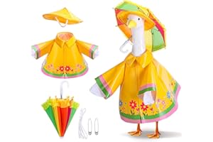 DECOHS 3 Pcs/Set Raincoat Porch Goose Outfits, Summer Lawn Goose Statue Raincoat Costume, Yard Goose Clothes Raincoats Umbrella Hat Outfit for 23" Statue Patio Garden Decoration