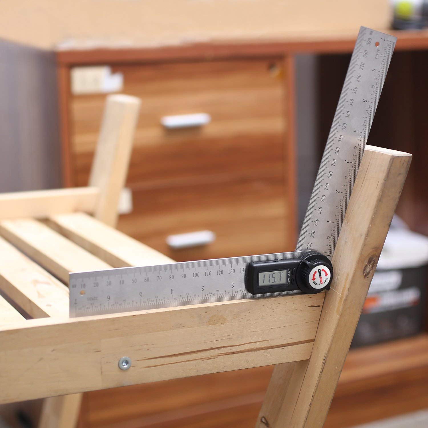 Winkelmesser,Gocheer Digitaler Winkelmesser mit Lineal aus Edelstahl,LCD Digitaler Anzeige, Länge:400mm/ 14 Zoll,360° Winkel messen,HOLD-Funktion