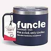 Gossby 14oz FUNCLE Tumbler Mug - Funny Uncle Gift from Niece, Nephew, Kids - Father's Day, Christmas, Birthday Gift for Uncle - Travel Insulated Coffee Cup with Lid, Straw