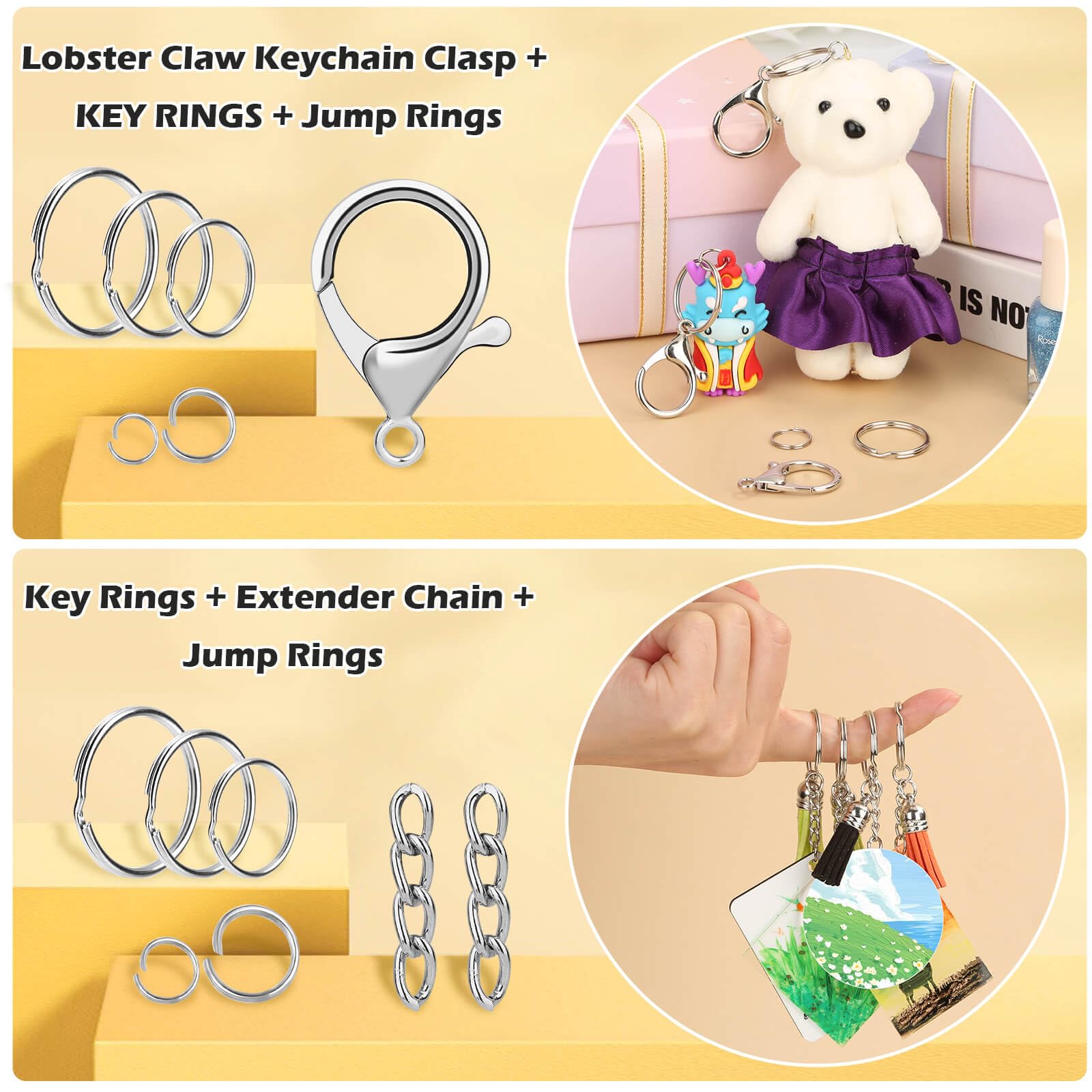 PAXCOO 300PCS Keychain Making Kit, Keychain Craft Supplies Including Key Chain Clips, Lanyard Snap Hooks, Key Rings and Jump Rings for Key Chain Making, Purse Making, Lanyard Making