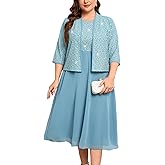 ZOMVA Plus Size Sparkly Mother of The Bride Dresses with Jacket 2 Piece Chiffon A-Line Dress Wedding Guest Formal