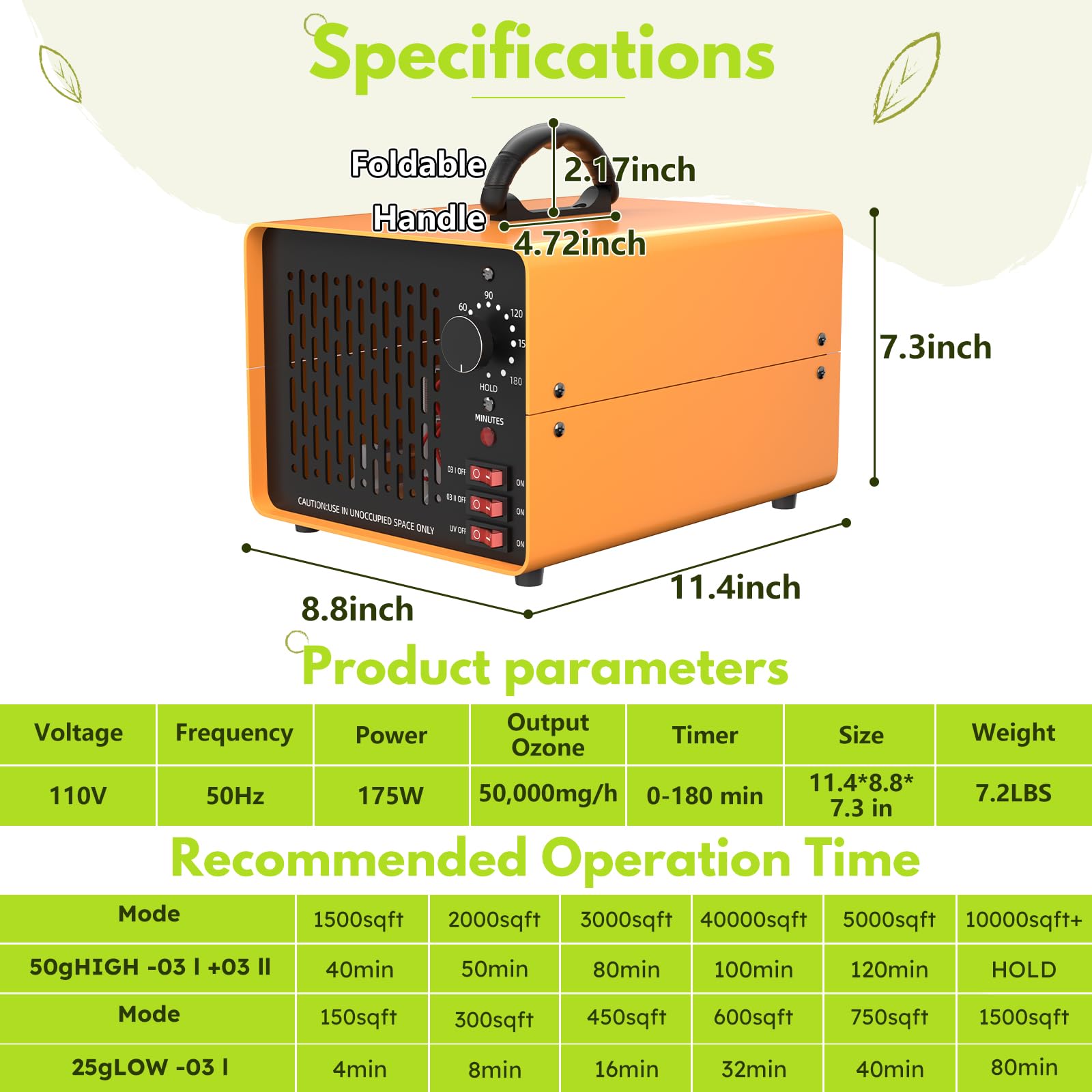 Commercial Ozone Generator Machine 50g Powerful Odor Removal Portable Ozone Air Purifier for Home Industrial Office Factory