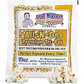 10oz Popcorn Machine Popcorn Packets - All-in-One Movie Theater Style Popcorn Kernels, Salt, and Oil Packs by Great Northern Popcorn (24 Case)