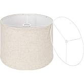 Beige Drum Lamp Shade, 13"Top x 13"Bottom x 10"High,Two Different Top Rings | Lamp Shades for Table Lamps Floor Lamps, Spider and UNO Fitters Included, Natural Linen Lampshade Replacement, Easy Assembly