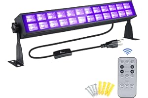 THECHAM 60W LED Black Lights Bar con Remote, Black Light for Glow Party with Timer & 3 Light Mode, Light Up 32x32ft for Halloween Party Bedroom Posters Body Paint