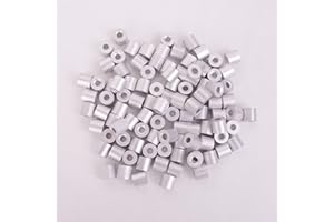 HIGOOD Wire Rope Stop Sleeve, for Wire Rope Dia. 3/32", Aluminum Alloy, PK 100