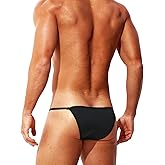 PAIZH Men's Sexy Ice Silk Bikini Underwear Soft Low Rise String Cut Bulge Pouch Briefs