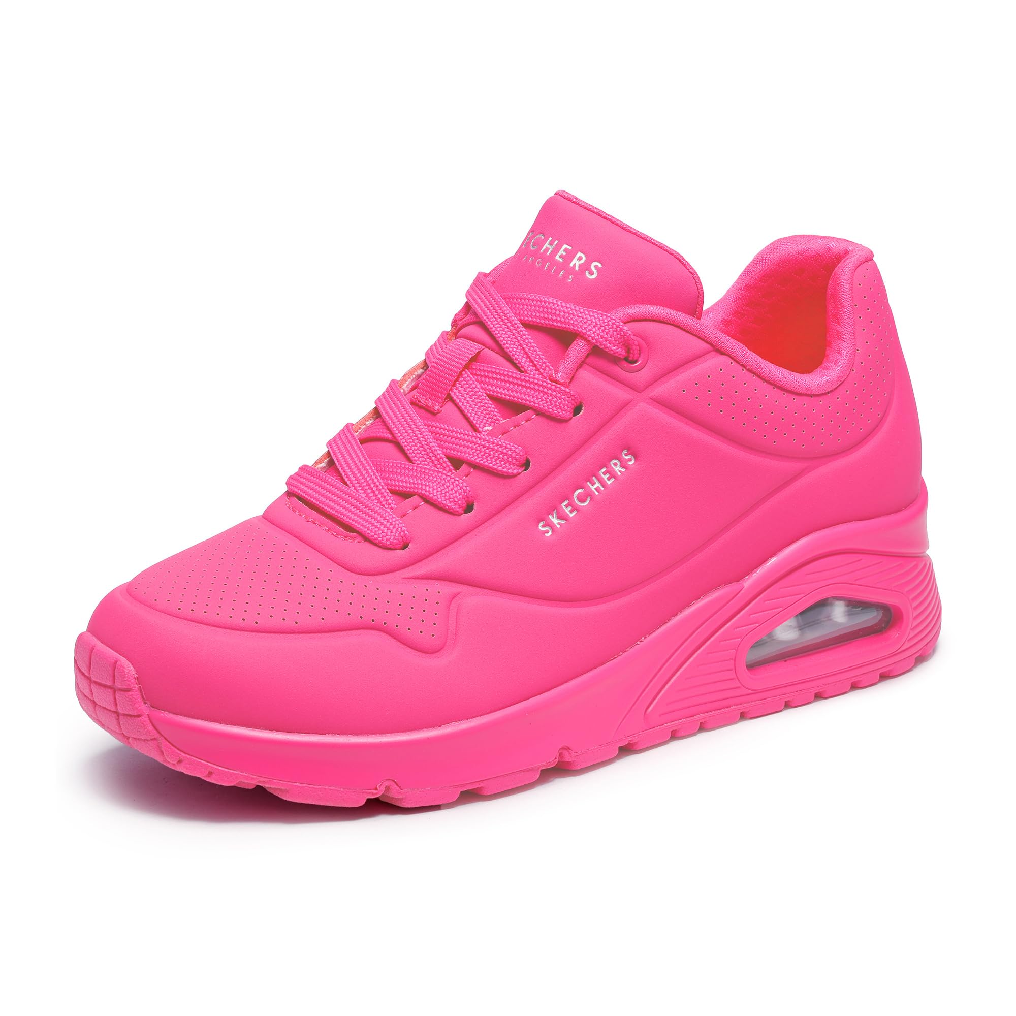 Photo 1 of Skechers Women's Uno-Night Shades Sneaker Cooled Memory Foam, Skech-Air Midsole, Durabuck Upper, HOT Pink, 10