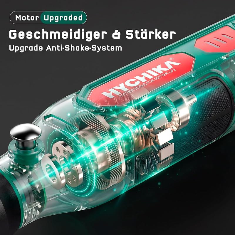 HYCHIKA 3,6V Akku Multifunktionswerkzeug Kit - 77-teiliges Zubehör für Bohren, Schleifen, Polieren, Gravieren，Mini Rotationswerkzeug mit regelbarer Geschwindigkeit und USB-C-Ladung.