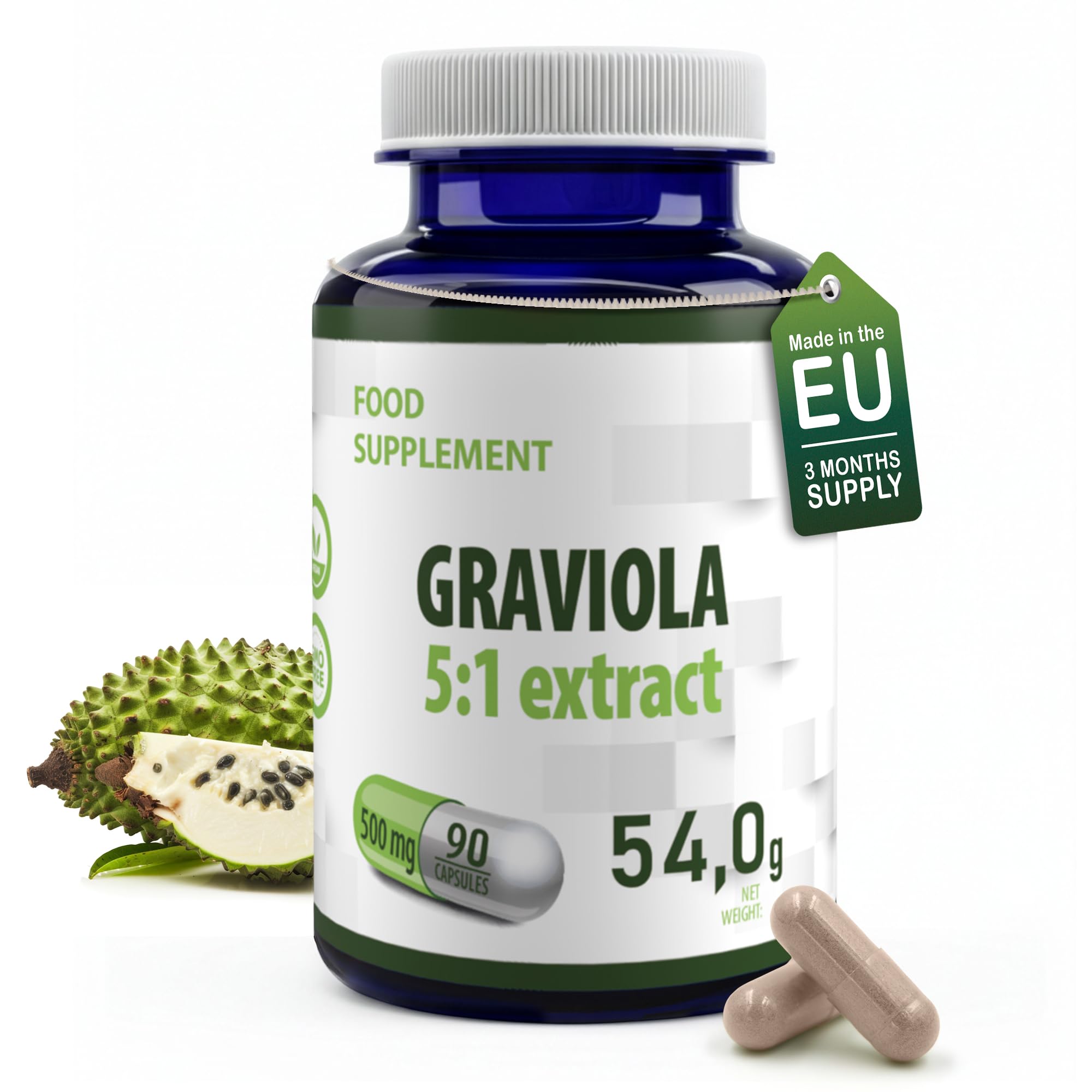 Hepatica Graviola Fruit Extract 500mg Equivalent (500mg of 5:1 Extract) | 90 Vegan Capsules | High Strength Immune & Antioxidant Support | 3rd Party Lab Tested | Non-GMO & Gluten-Free