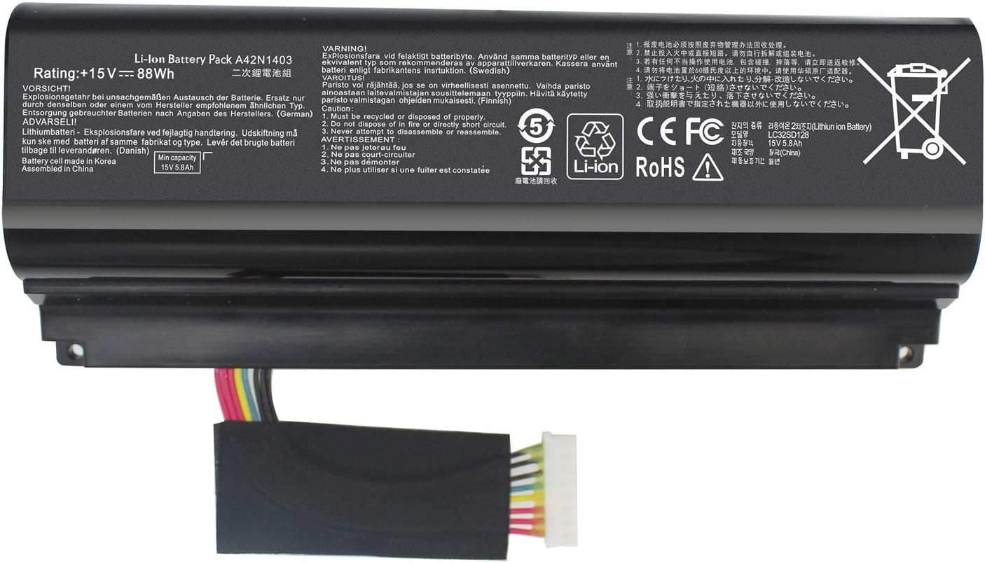G751 A42N1403 A42LM93 Battery Compatible with ASUS ROG GFX71JY 17.3" GFX71JY4710 G751J G751JT G751JY G751JL G751JM GFX71JY GFX71JY4720 GFX71JY4860 G751J-BHI7T25 G751JL 0B110-00290000 4ICR19/6