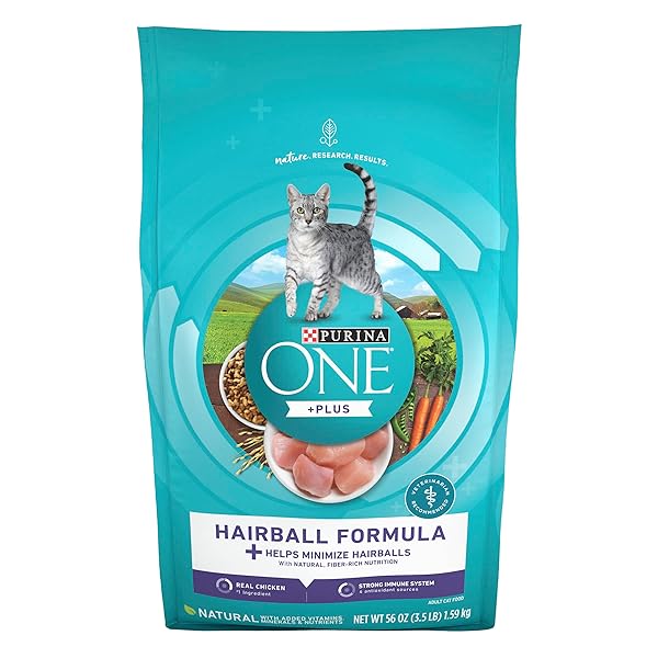 PURINA ONE NATURAL CAT FOOD FOR HAIRBALL CONTROL, +PLUS HAIRBALL FORMULA – 3.5 LB. BAG
