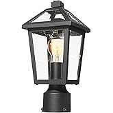 Luminzone Outdoor Post Lights Fixtures, Lamp Post Light Fixture Black Finish, Waterproof and Anti-Rust Aluminum Pillar Outsid