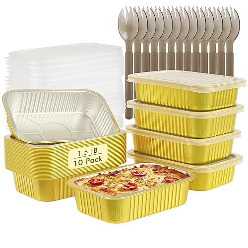 LNYZQUS Small Aluminum Foil Pans with Lids 10 Pack, 7” x - Main Image