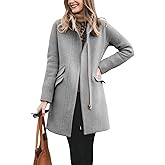 BZB Womens Long Coat Classic Open Front Zip Up Casual Winter Wool Blend Over Pea Coats Long Jackets